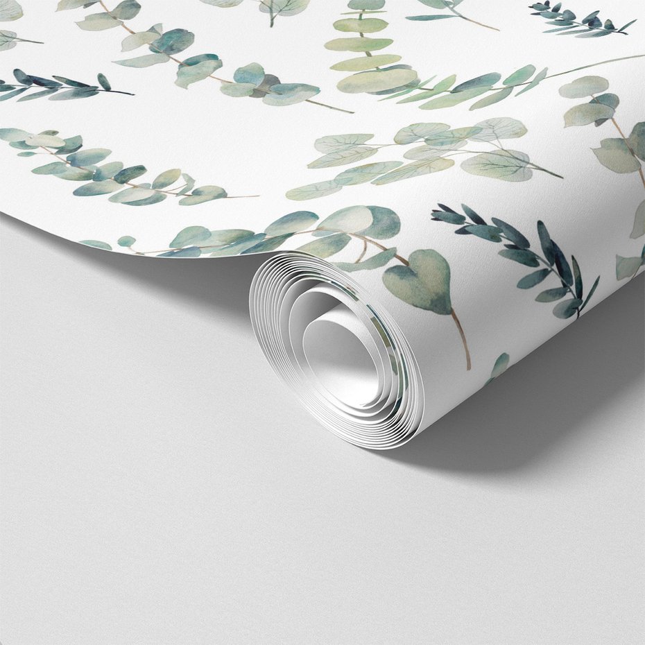 Tapeta - liście, gałązki, akwarela