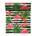 Tapeta - flamingi, liście, kwiaty