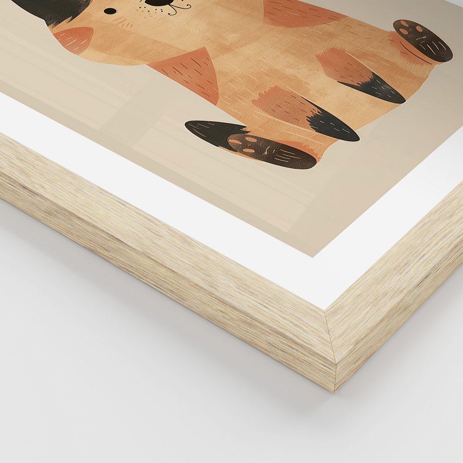 Zestaw obrazy w ramie, plakaty - zwierzęta, kot, pies - rama drewno