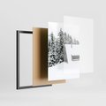 Zestaw obrazy w ramie, plakaty - zima, śnieg, góry - rama czarna