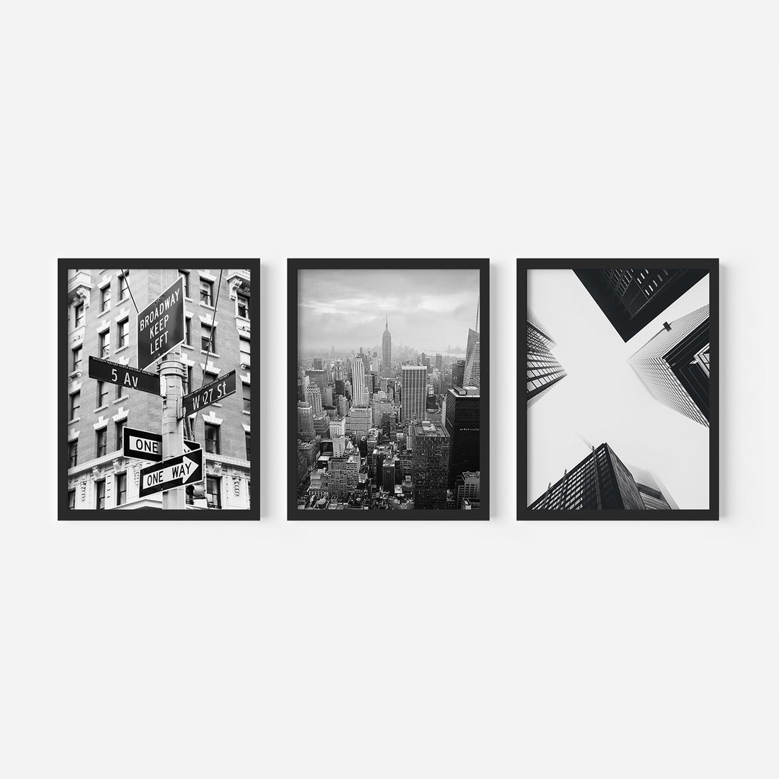 Zestaw obrazy w ramie, plakaty - miasto, architektura, budynki - rama czarna