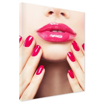 Obraz na płótnie - usta, paznokcie, dłonie