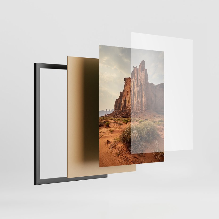 Zestaw obrazy w ramie, plakaty - skały, pustynia, erozja - rama czarna