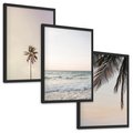 Zestaw obrazy w ramie, plakaty - plaża, morze, palmy - rama czarna