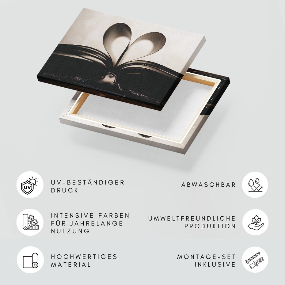 Obraz na płótnie - książka, serce, miłość