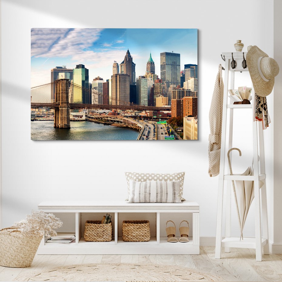 Obraz na płótnie - miasto, most, budynki