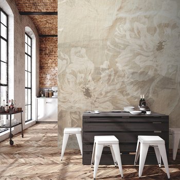 Fototapeta - loft, kwiaty, mural