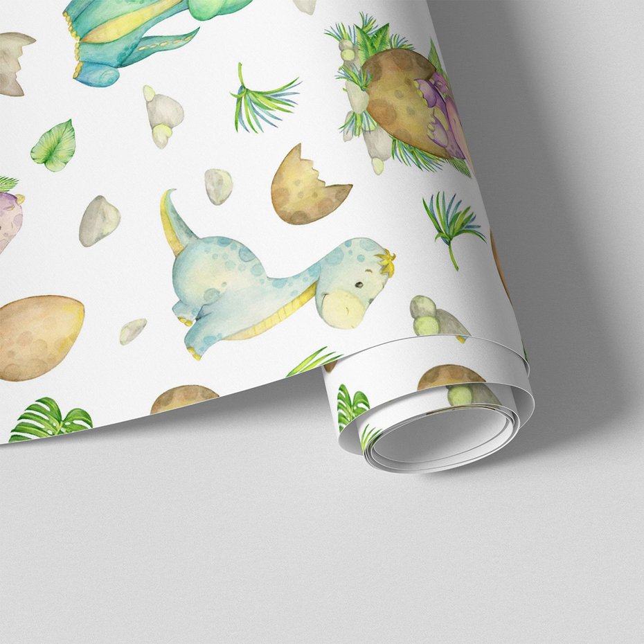 Tapeta - dziecięca, dinozaury, liście, kamienie