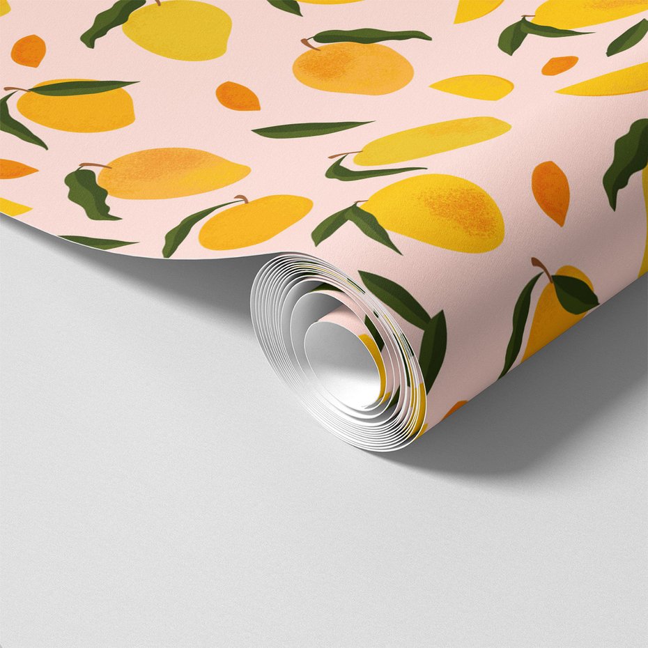 Tapeta - mango, liście, plasterki