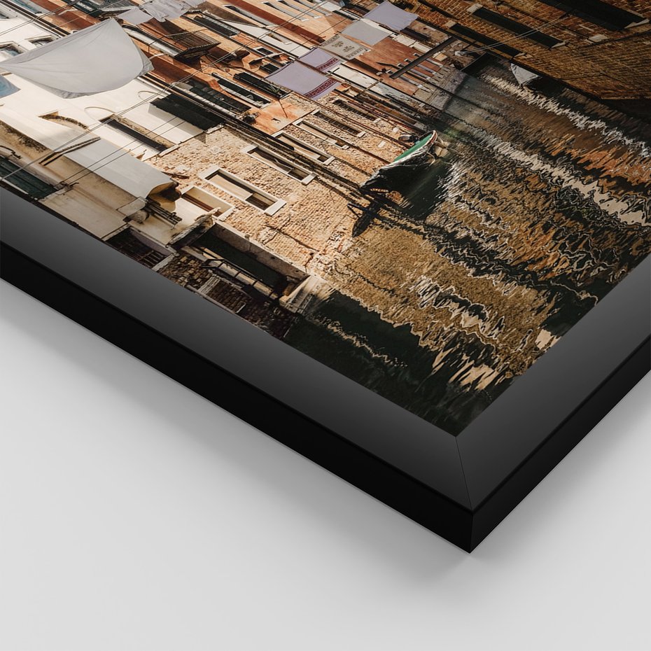 Zestaw obrazy w ramie, plakaty - Wenecja, gondola, kanał - rama czarna