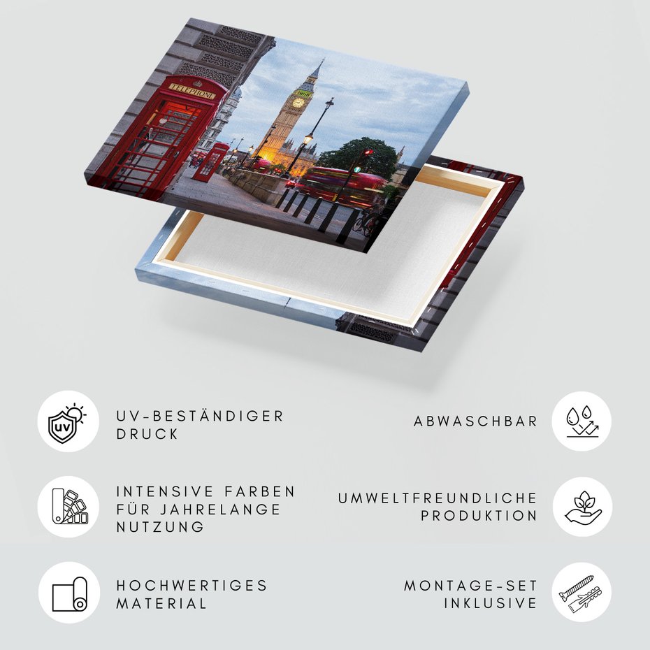 Obraz na płótnie - Londyn, Big Ben, budki telefoniczne