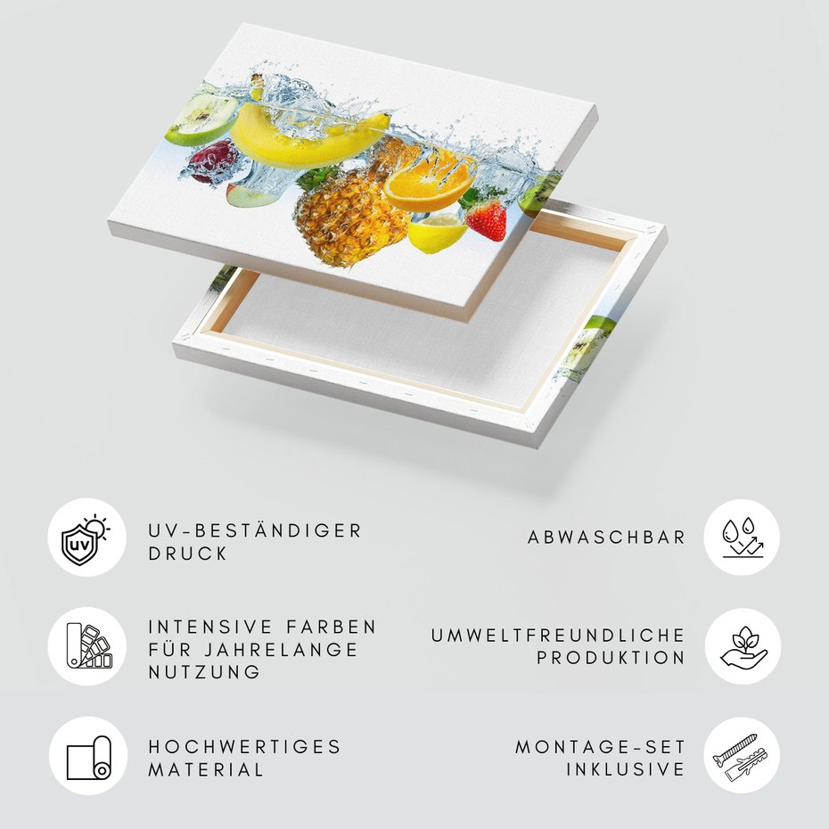 Obraz na płótnie - owoce, woda, świeżość