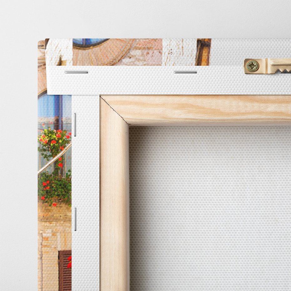 Obraz na płótnie - uliczka, kwiaty, kamień