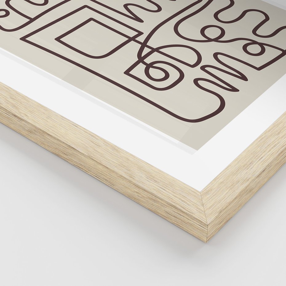 Zestaw obrazy w ramie, plakaty - abstrakcja,linie,figury - rama drewno