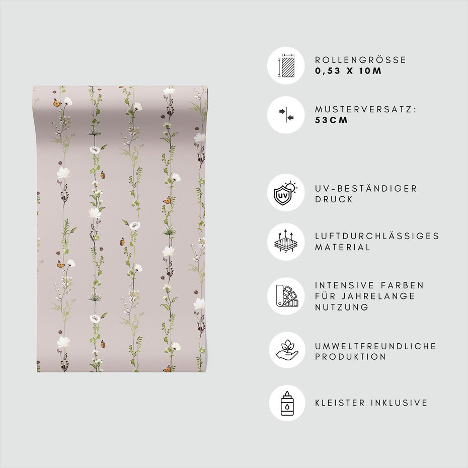 Tapeta - kwiaty, motyle, rośliny