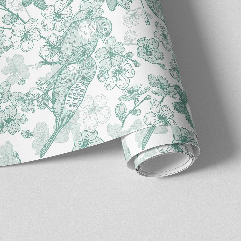 Tapeta - ptaki, kwiaty, motyle