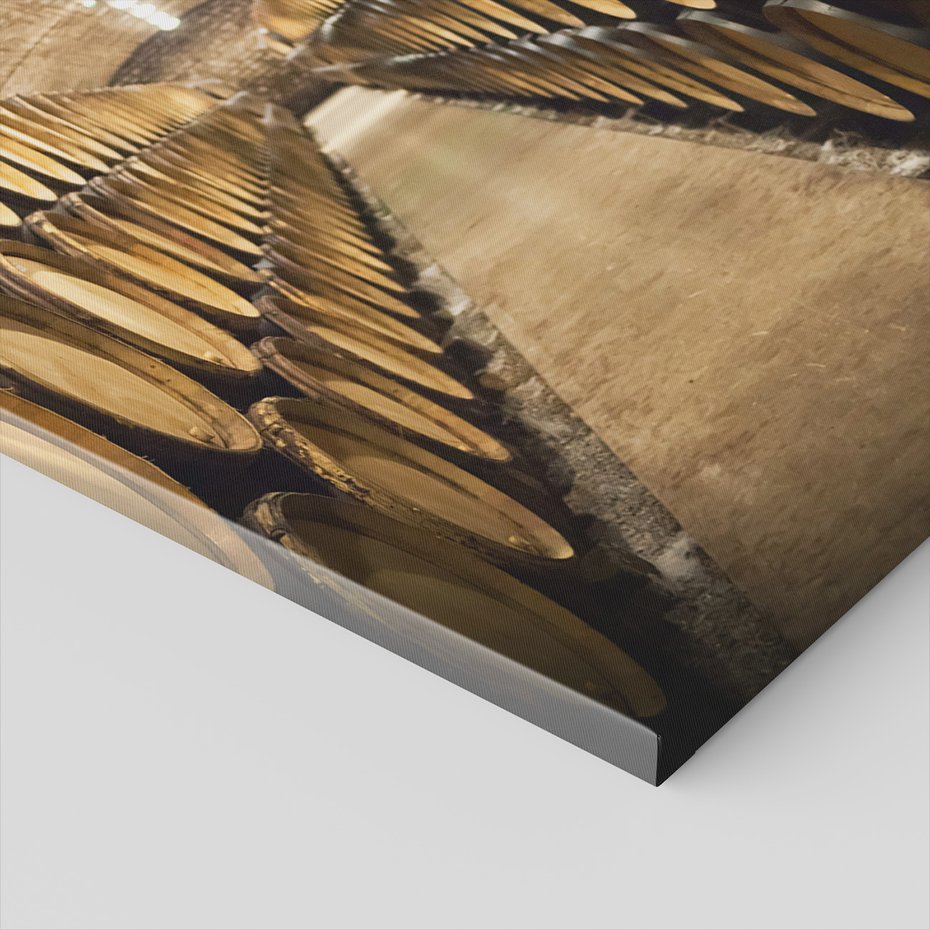 Obraz na płótnie - beczki, piwnica, wino