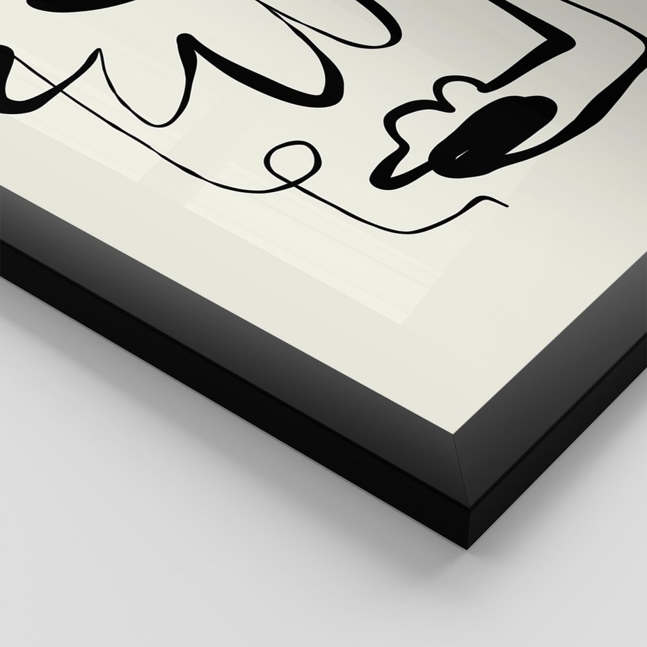 Zestaw obrazy w ramie, plakaty - abstrakcja, rysunek, minimalizm - rama czarna