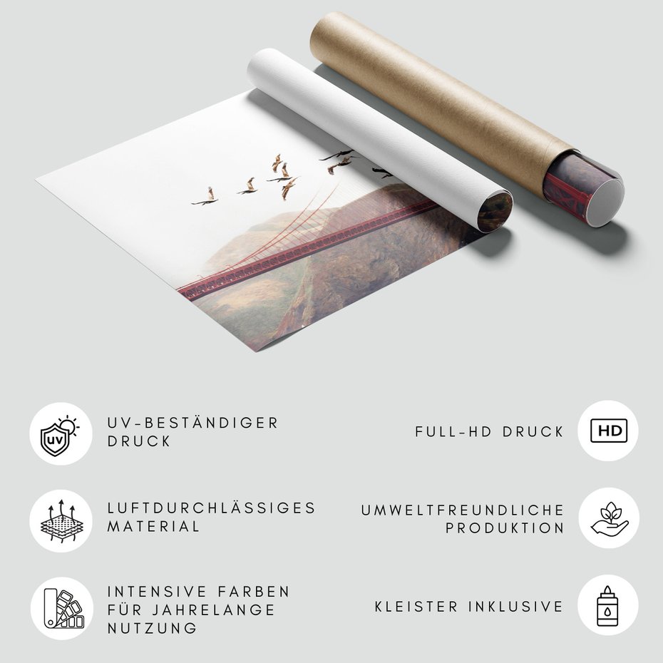 Fototapeta - most, ptaki, krajobraz