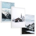 Zestaw obrazy w ramie, plakaty - zima, śnieg, góry - rama biała