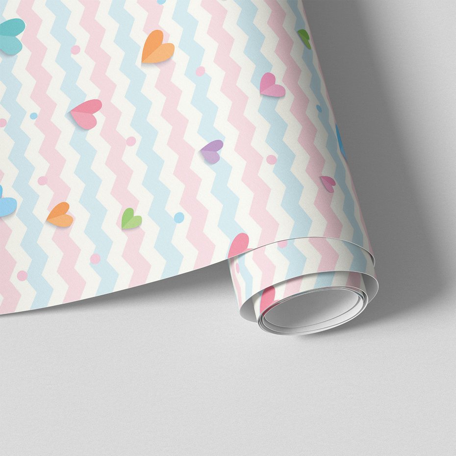 Tapeta - dziecięca, serca, zygzaki,