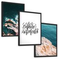 Zestaw obrazy w ramie, plakaty - morze, skały, ocean - rama czarna