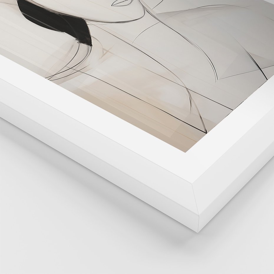 Zestaw obrazy w ramie, plakaty - abstrakcja, portret, minimalizm - rama biała