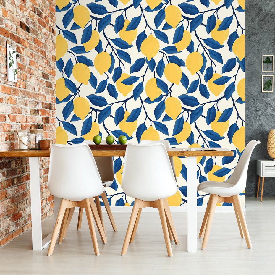 Tapeta - cytryny, liście, gałęzie