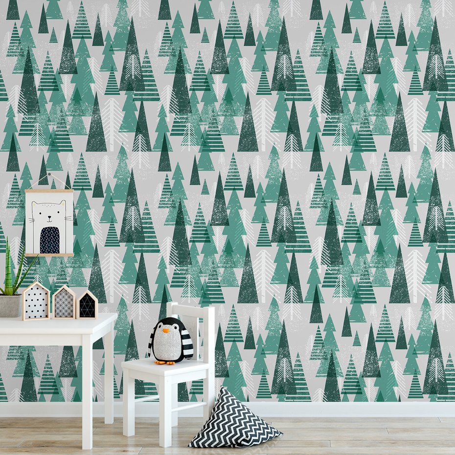 Tapeta - las, choinki, zima