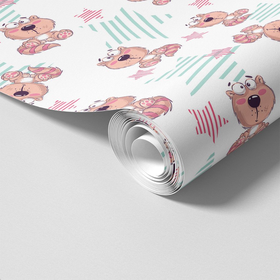 Tapeta - dziecięca, wzór, koty, gwiazdy