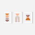 Zestaw obrazy w ramie, plakaty - abstrakcja, boho, minimalizm - rama biała