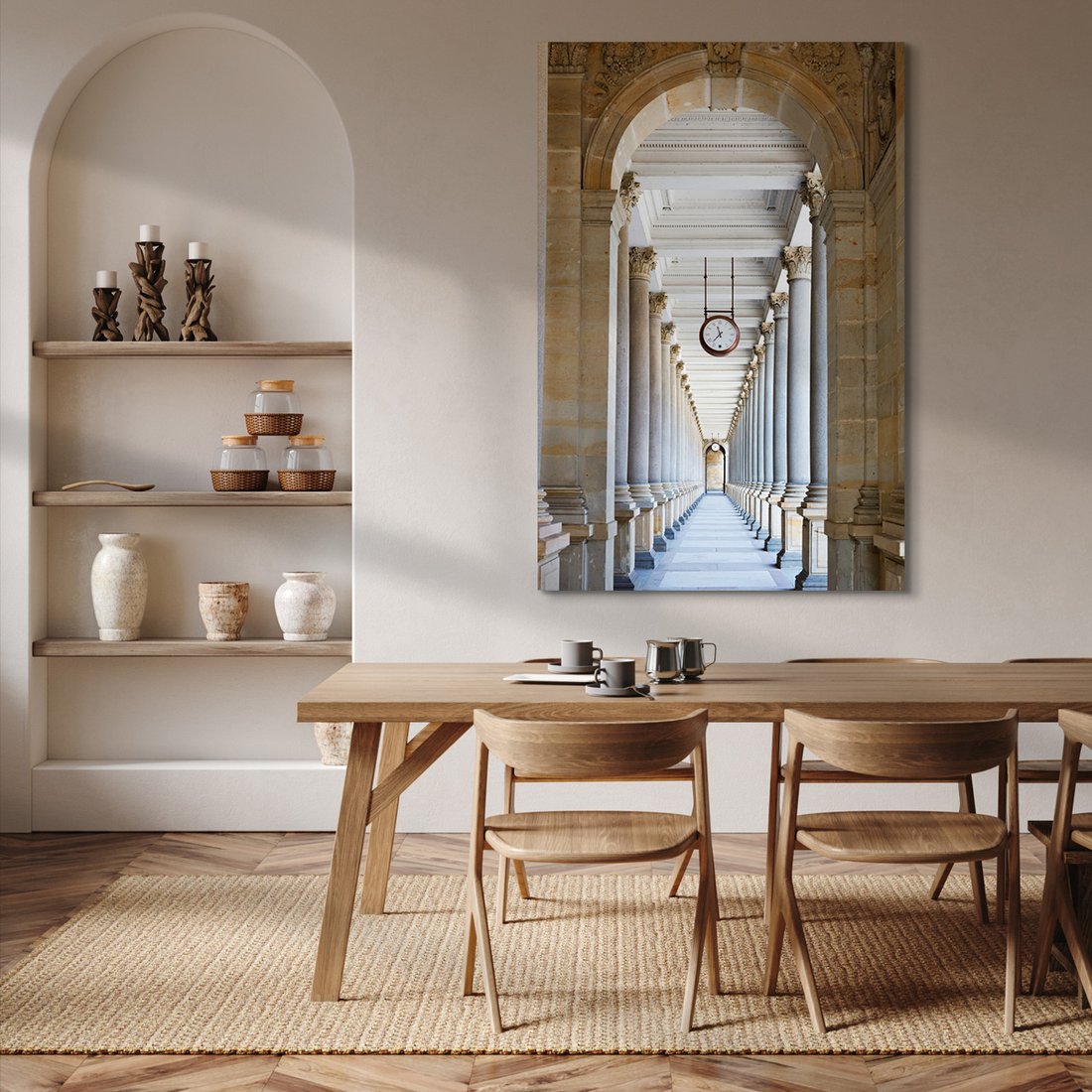 Obraz na płótnie - kolumnada, architektura, zegar