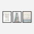 Zestaw obrazy w ramie, plakaty - ściana, schody, drzwi - rama czarna