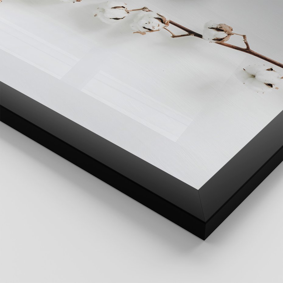 Zestaw obrazy w ramie, plakaty - kwiaty, gałązki, minimalizm - rama czarna