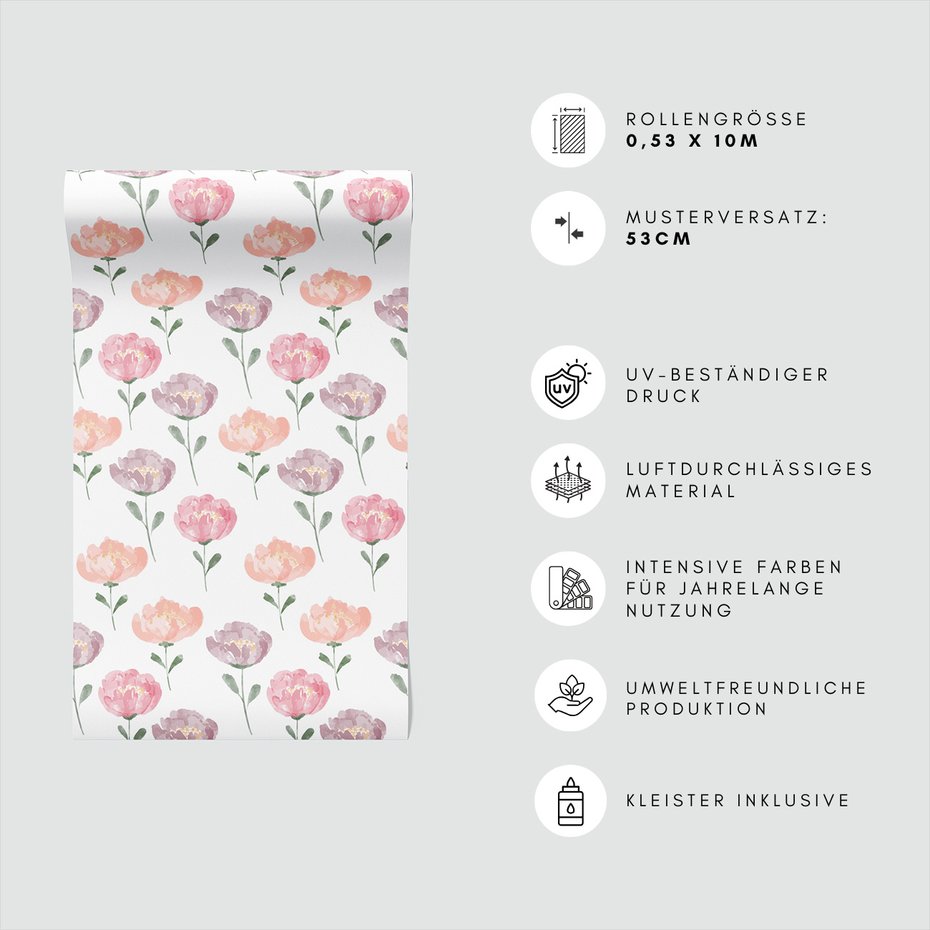 Tapeta - kwiaty, akwarela, kompozycja