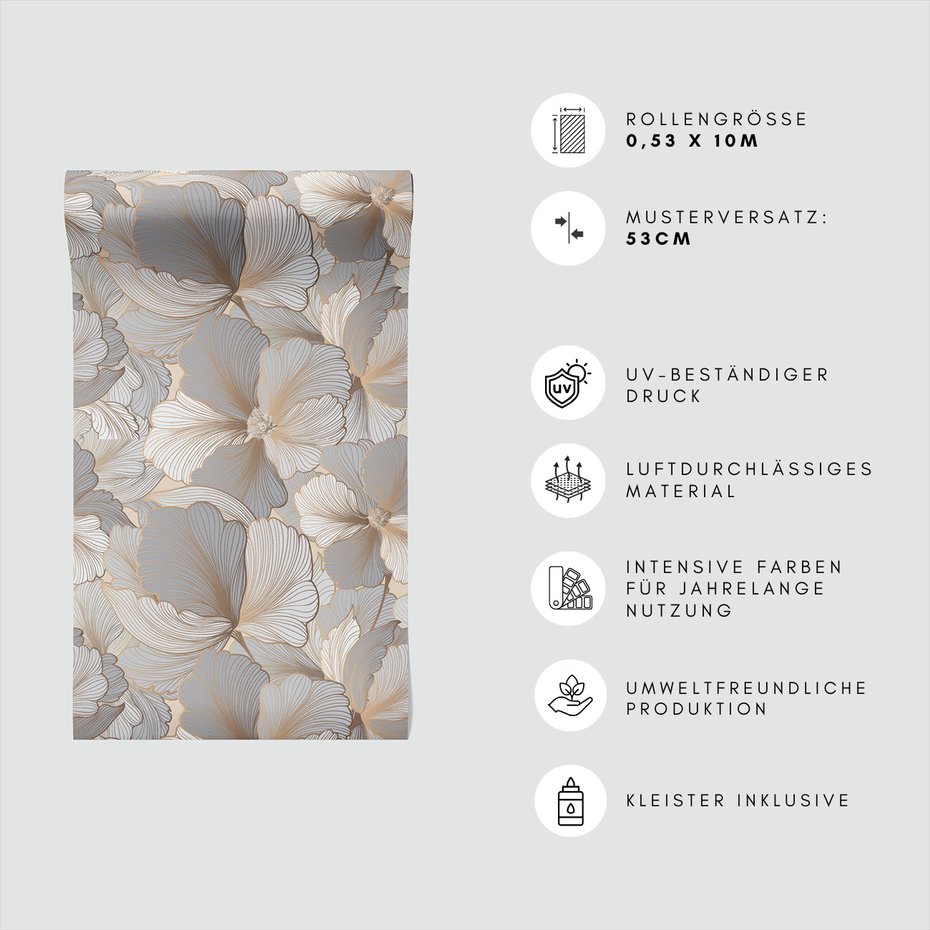 Tapeta - kwiaty, linie, elegancja