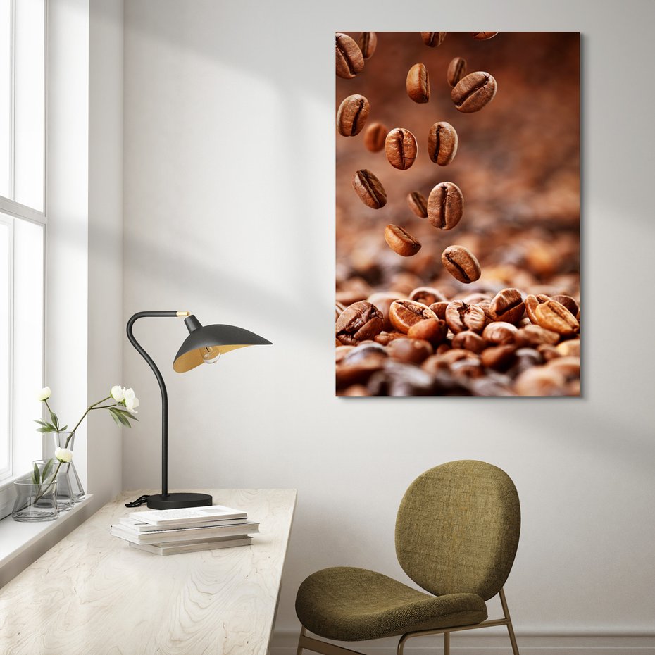 Obraz na płótnie - kawa, ziarna, napój