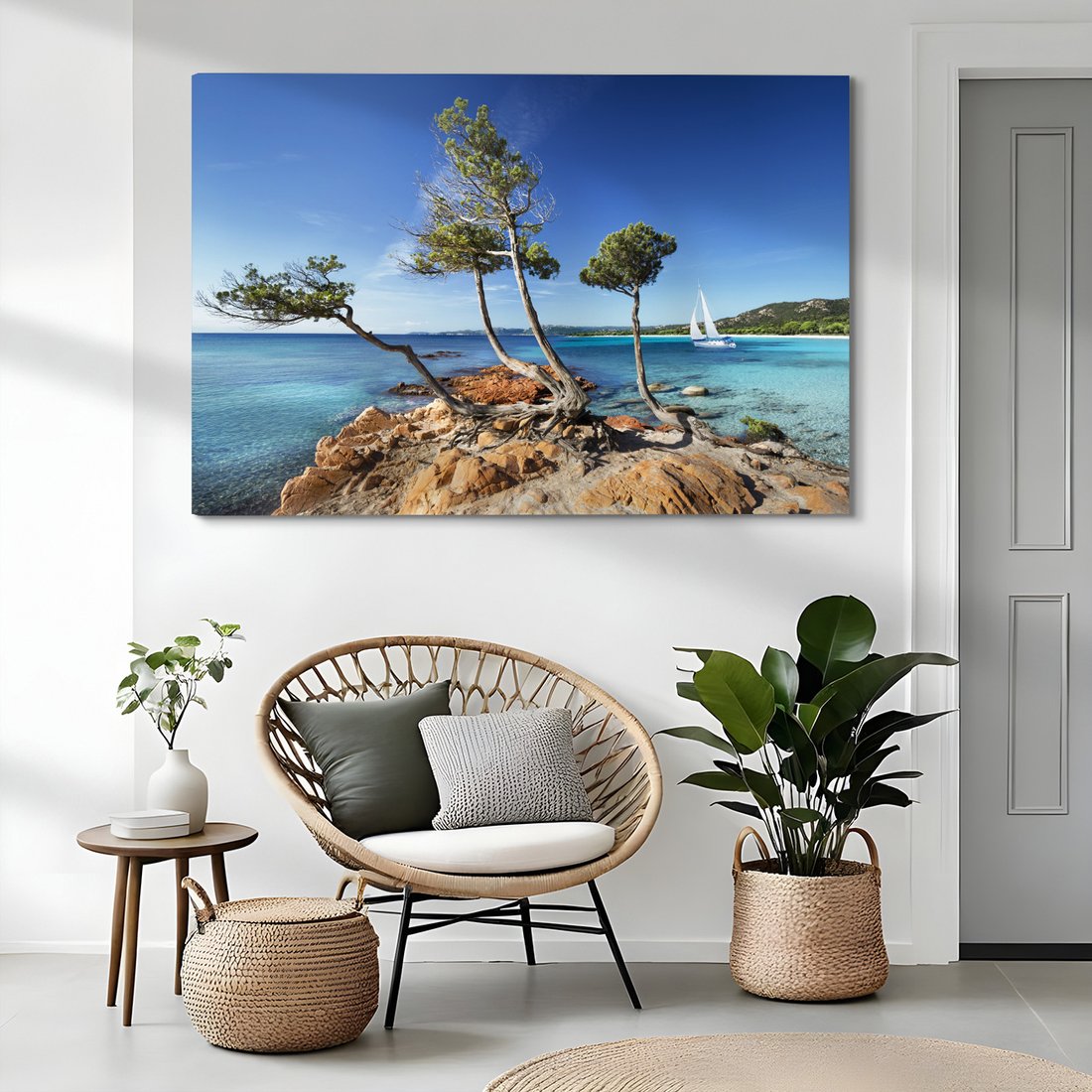 Obraz na płótnie - plaża, morze, drzewa