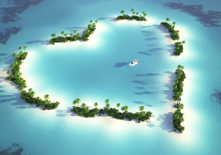 Fototapeta - wyspa, morze, serce