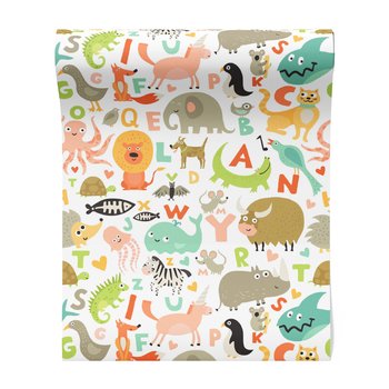 Tapeta - dziecięca, zwierzęta, litery, wzór