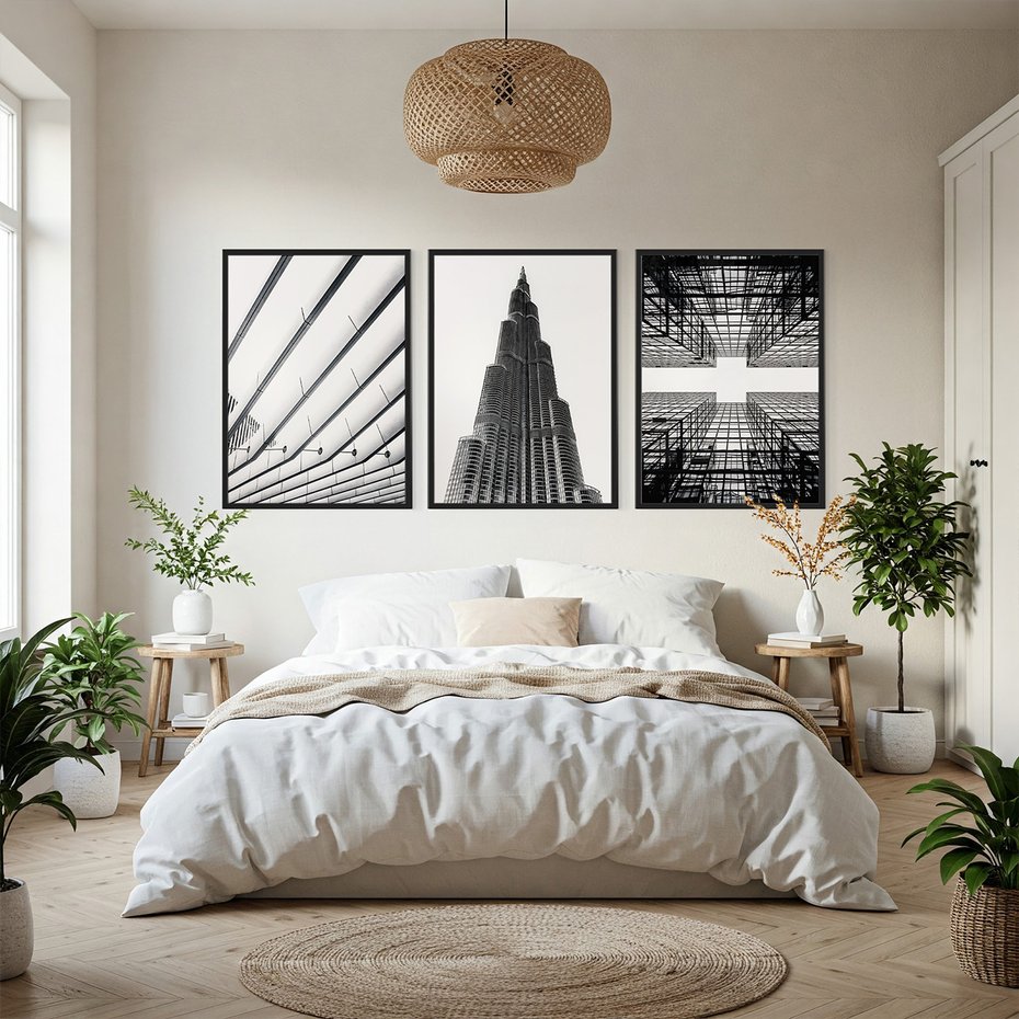 Zestaw obrazy w ramie, plakaty - architektura,budynek,struktura - rama czarna