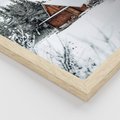 Zestaw obrazy w ramie, plakaty - zima, śnieg, drzewa - rama drewno