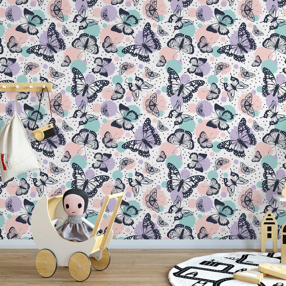 Tapeta - motyle, tło, kropki