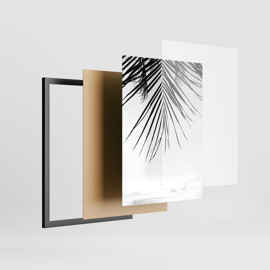 Zestaw obrazy w ramie, plakaty - palmy, liście, tropikalne - rama czarna