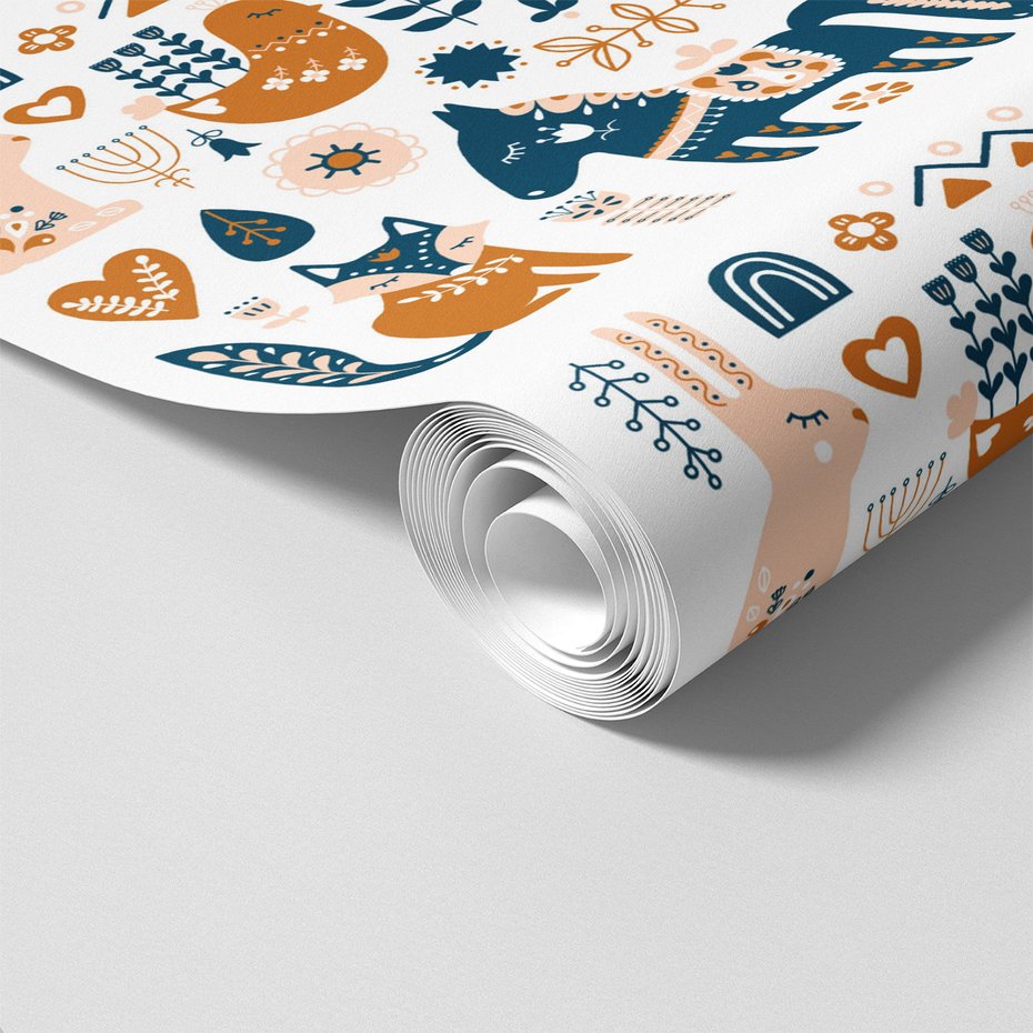 Tapeta - zwierzęta, kwiaty, ornamenty