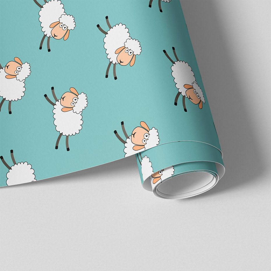 Tapeta - dziecięca, owca, ilustracja, wzór