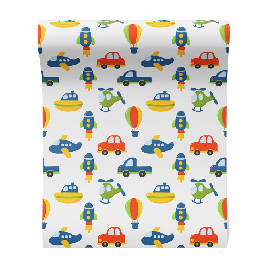 Tapeta - dziecięca, pojazdy, samolot, helikopter