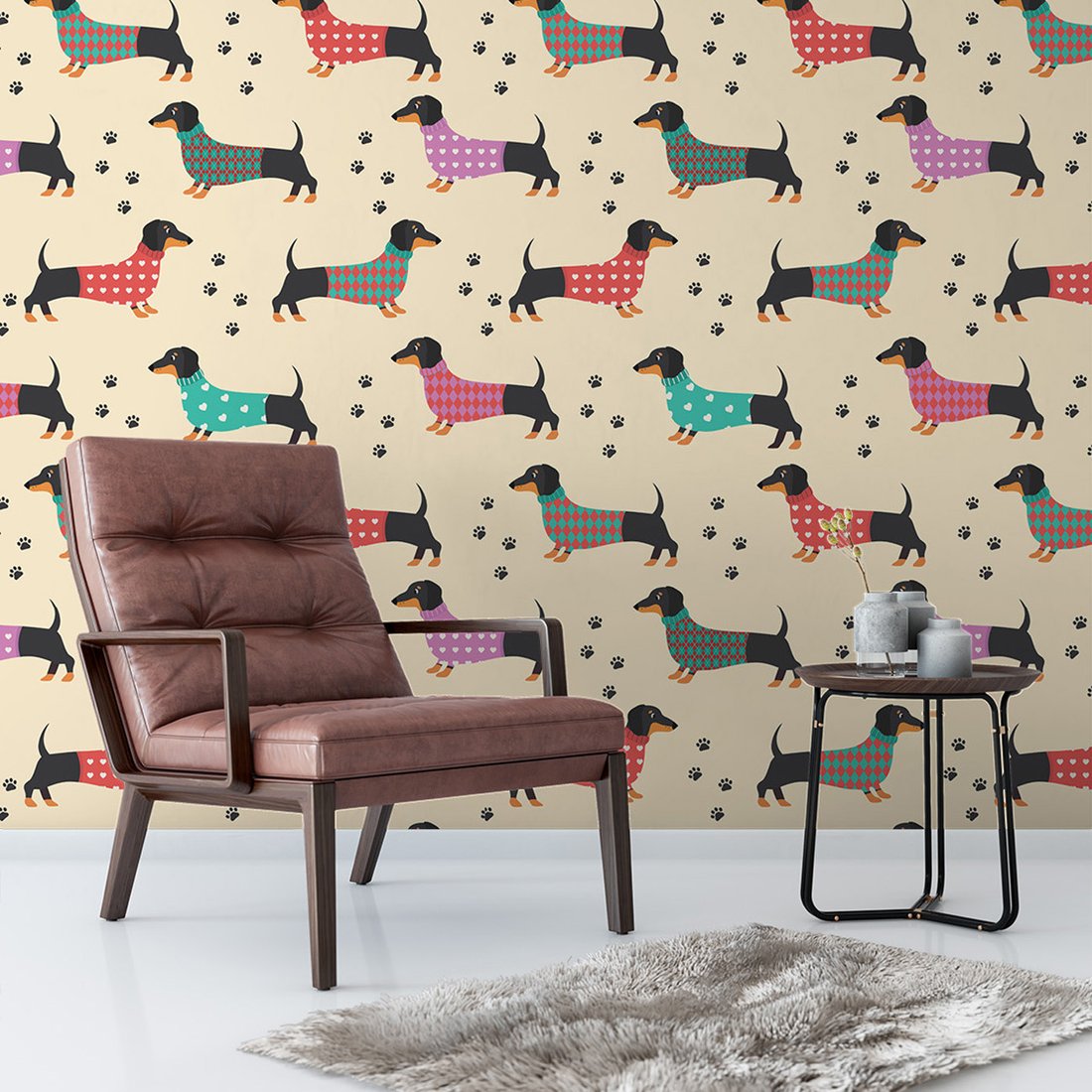 Tapeta - dziecięca, pies, ubranie, wzór