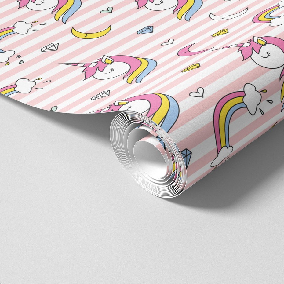 Tapeta - dziecięca, jednorożec, tęcza, diament