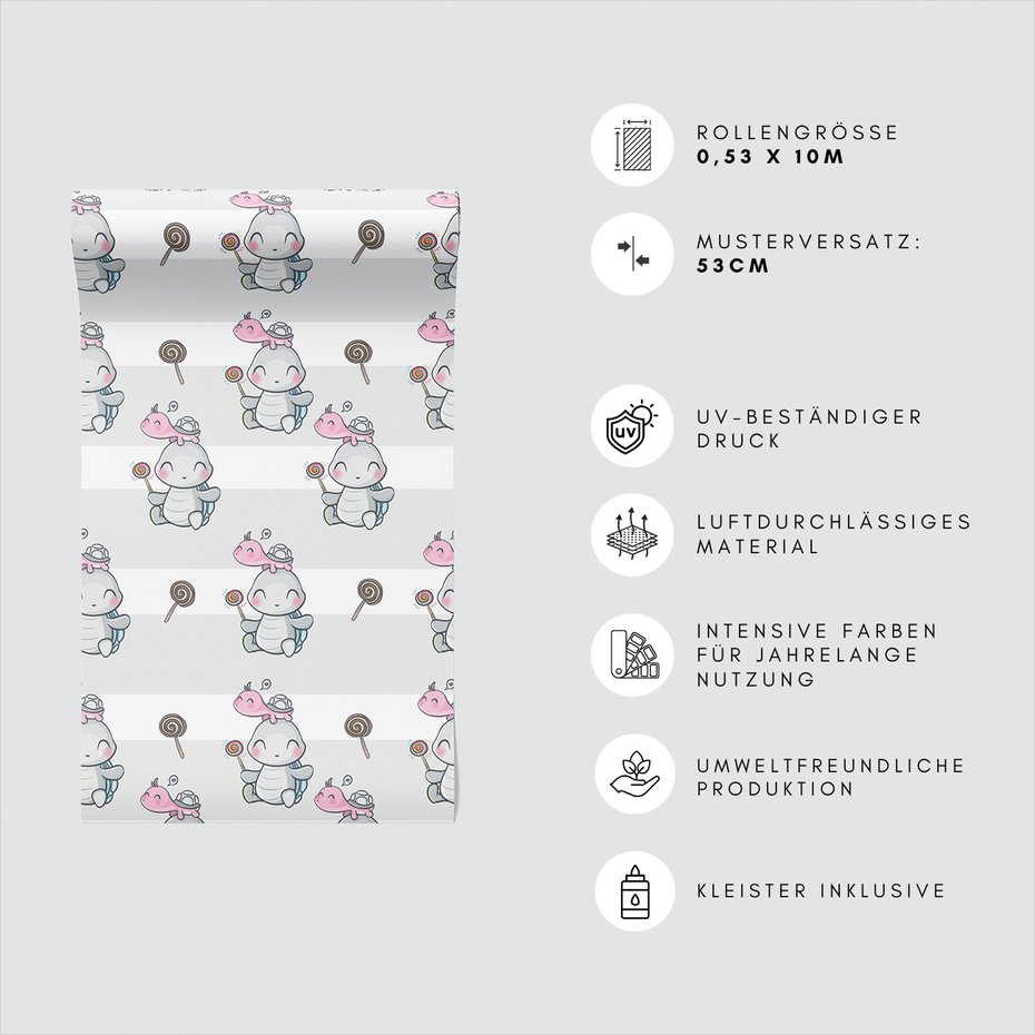 Tapeta - dziecięca, żółw, lizak,